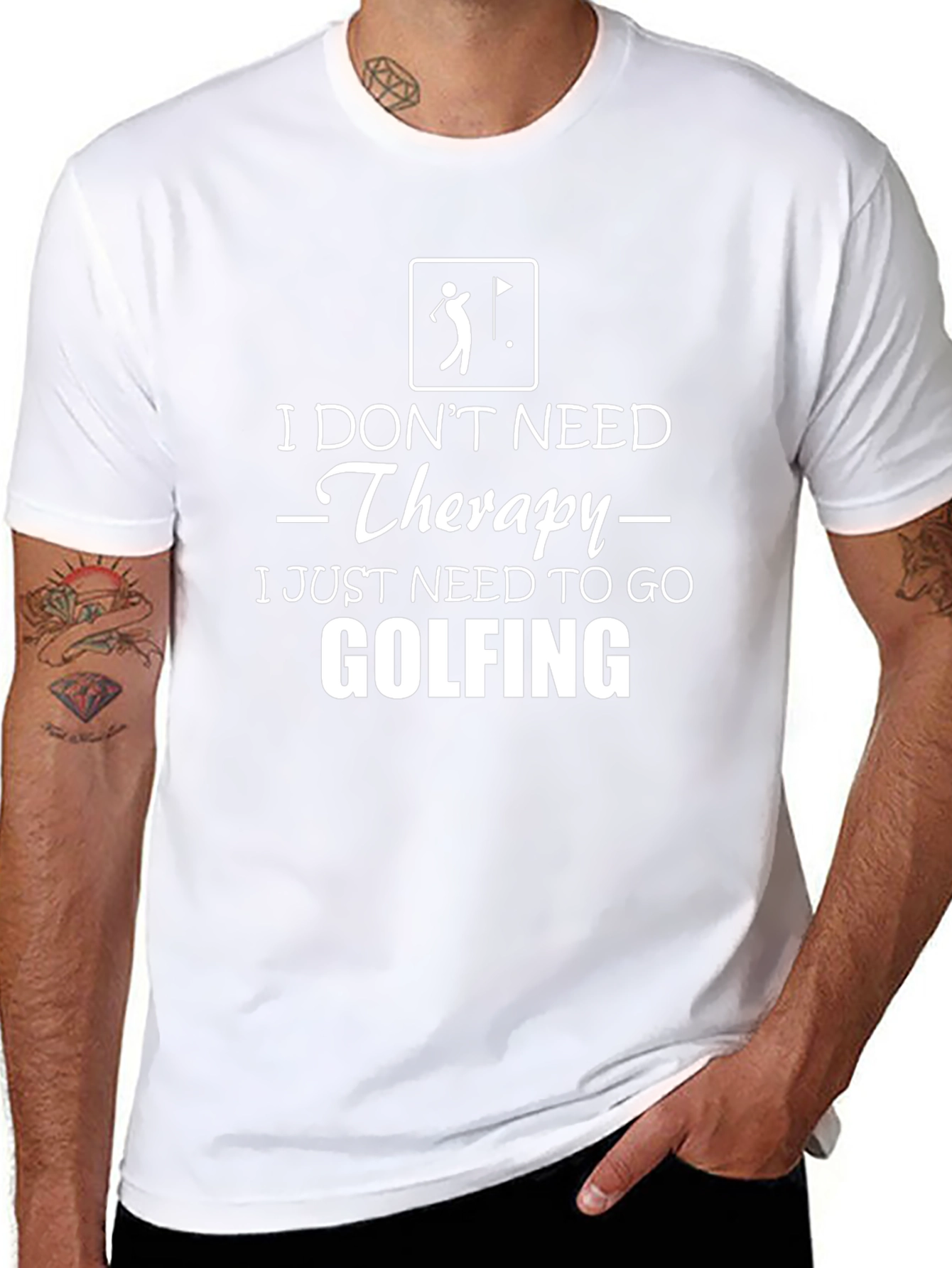 Golfing Therapy T-Shirt - Black Humor Tee
