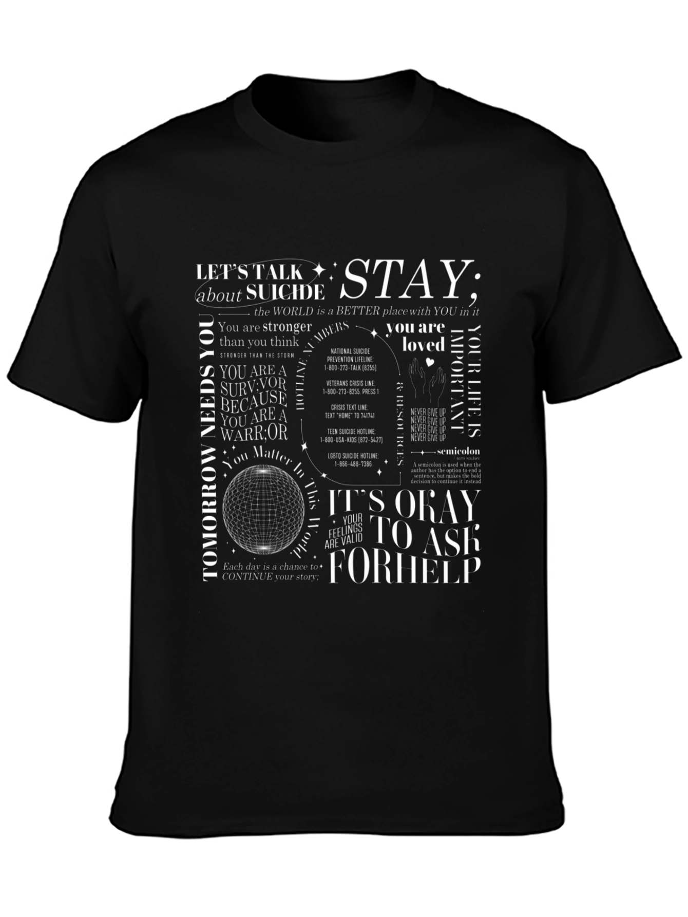 Stay: Suicide Prevention Awareness Graphic T-Shirt