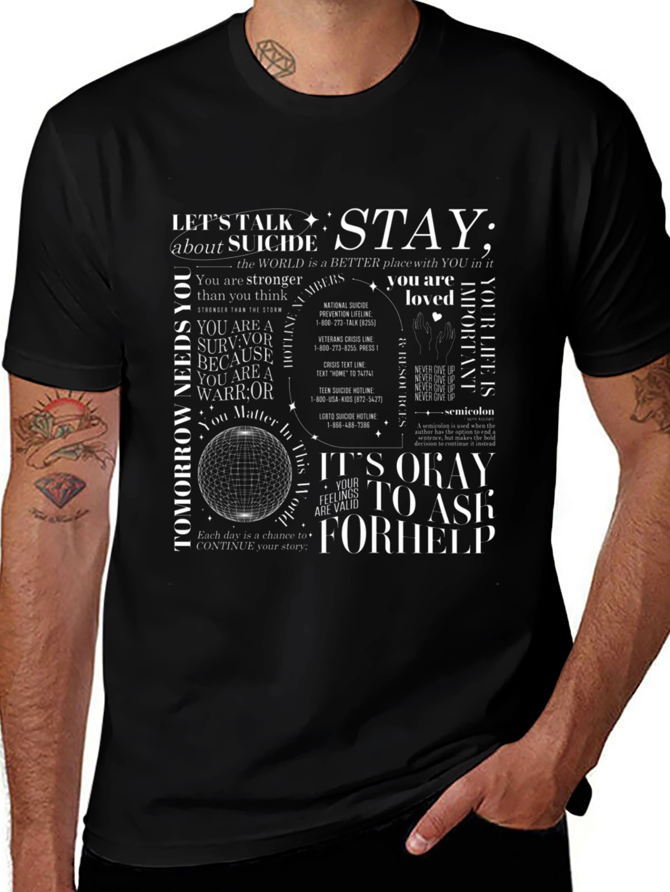Stay: Suicide Prevention Awareness Graphic T-Shirt