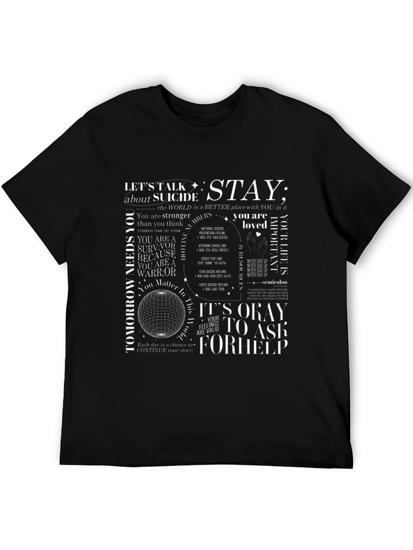 Stay: Suicide Prevention Awareness Graphic T-Shirt