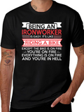 Ironworker Riding a Bike Funny T-Shirt