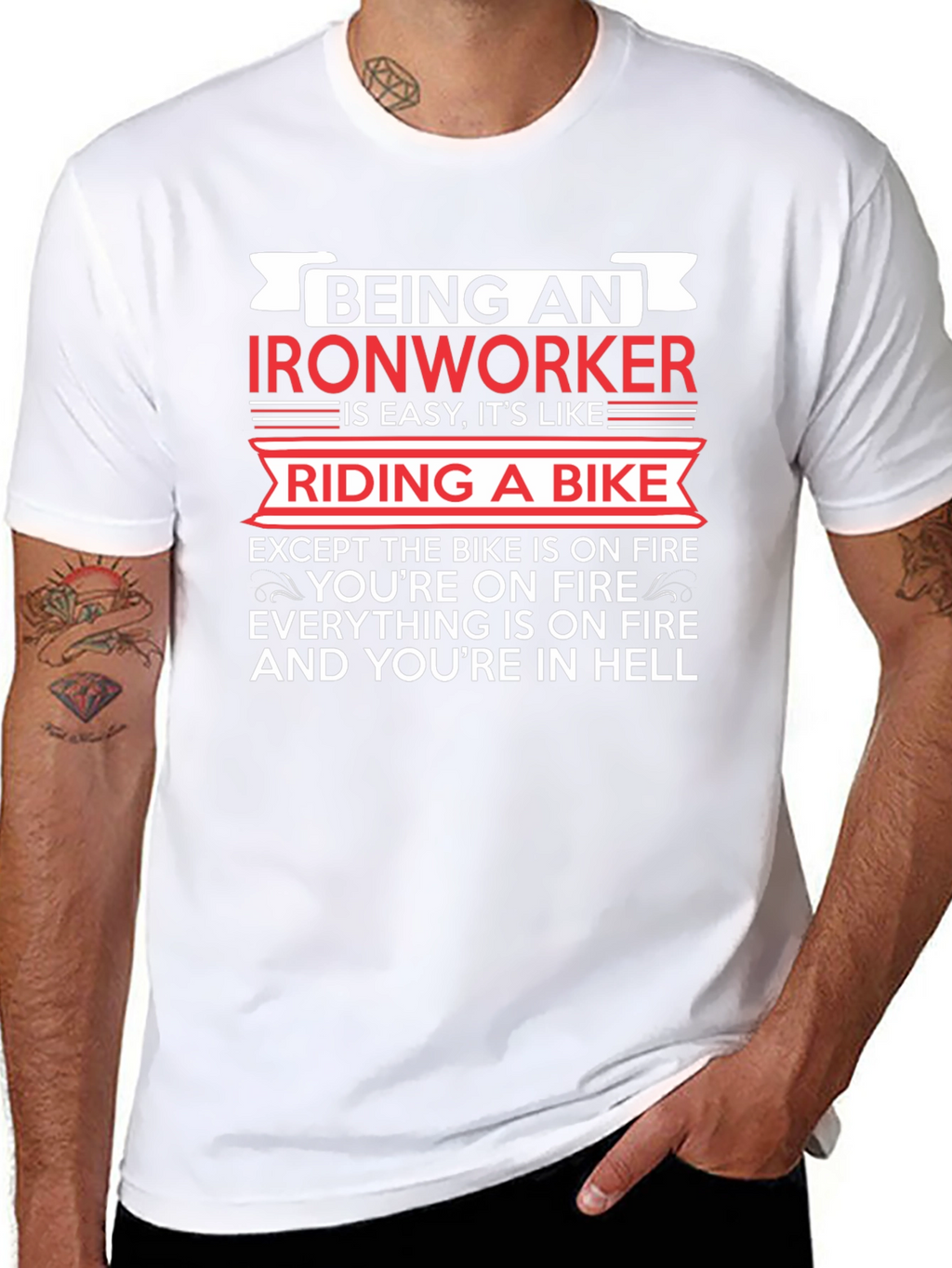 Ironworker Riding a Bike Funny T-Shirt