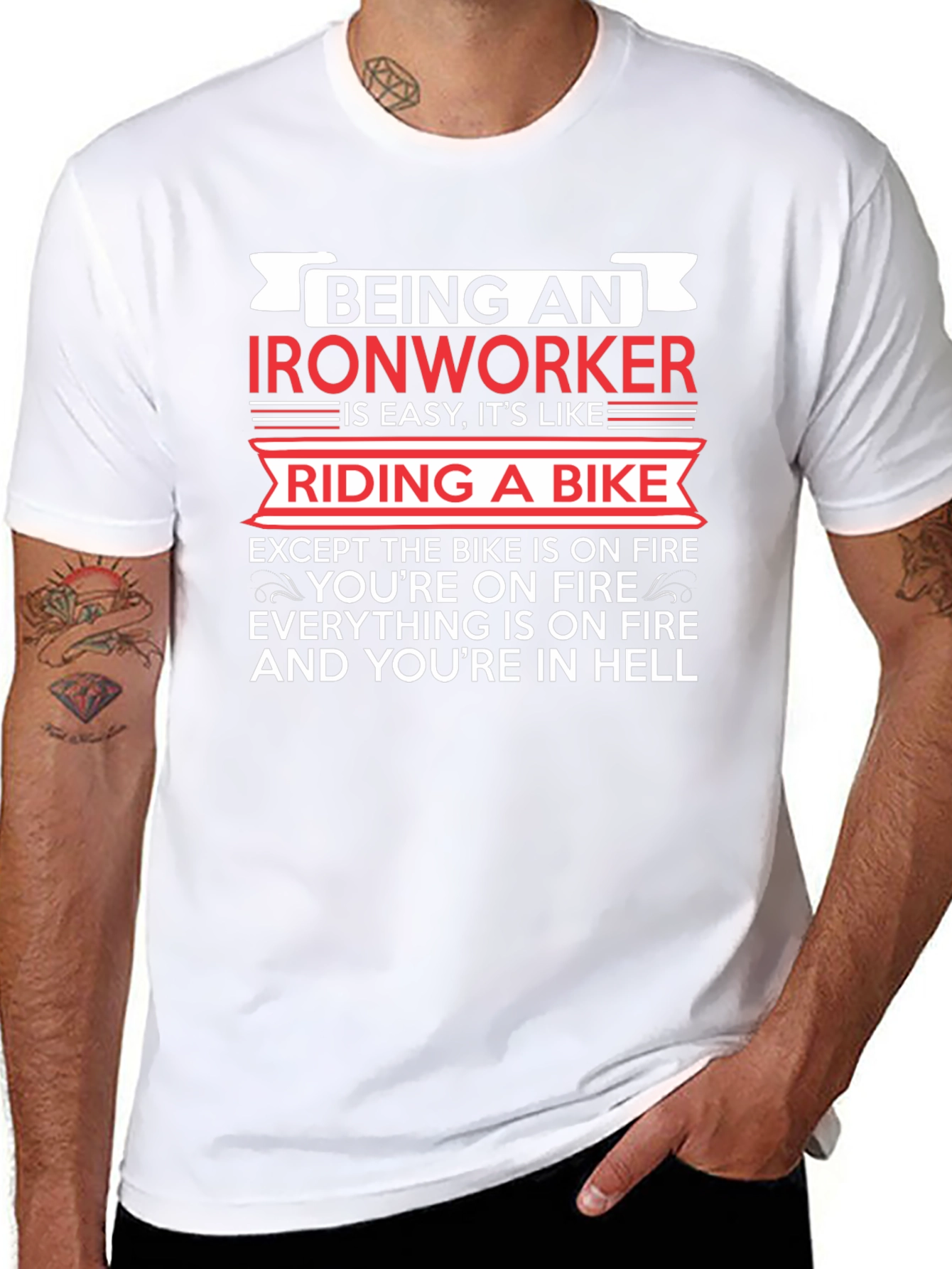 Ironworker Riding a Bike Funny T-Shirt