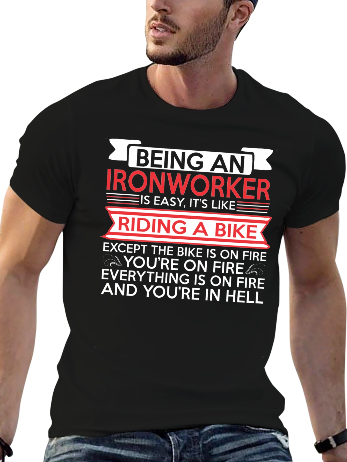 Ironworker Riding a Bike Funny T-Shirt