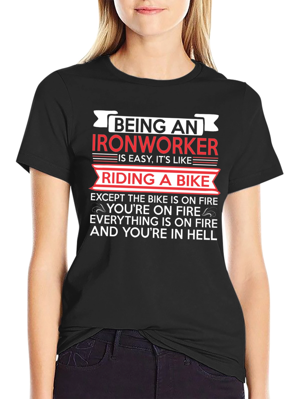 Ironworker Riding a Bike Funny T-Shirt