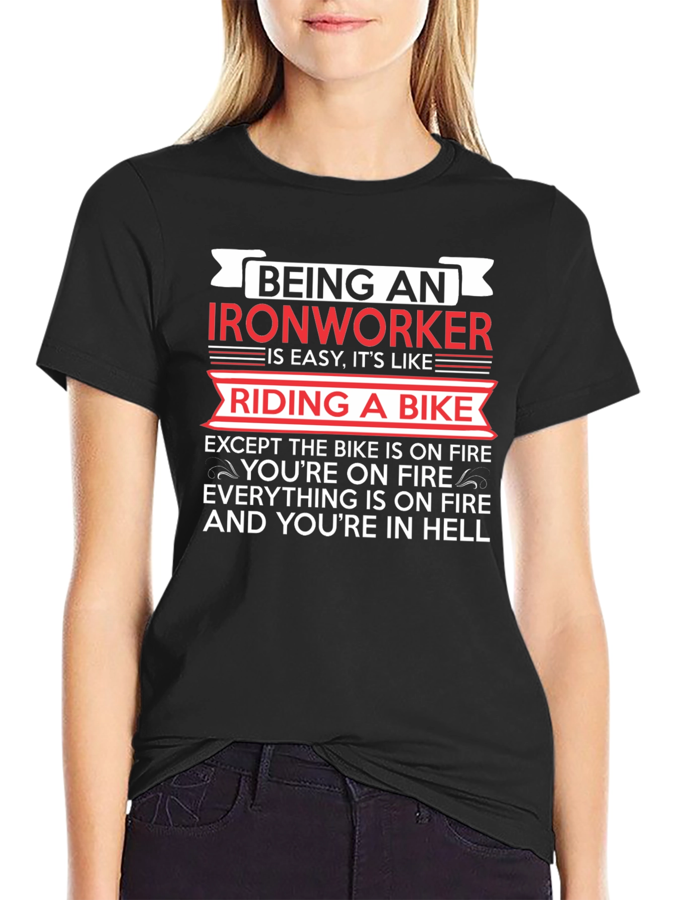 Ironworker Riding a Bike Funny T-Shirt