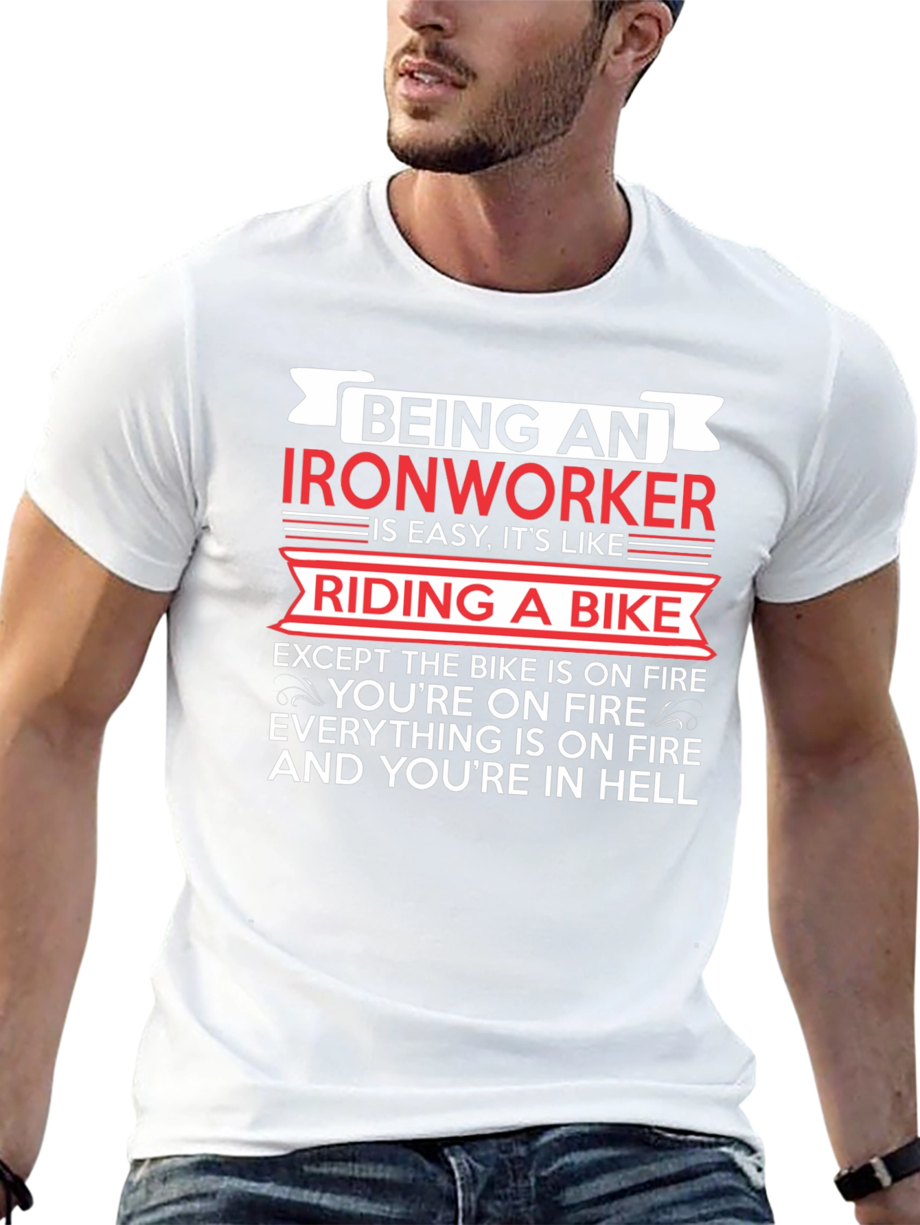 Ironworker Riding a Bike Funny T-Shirt