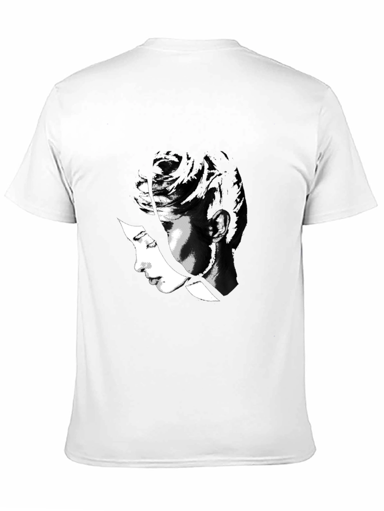 Abstract Black T-Shirt with Womans Face Design