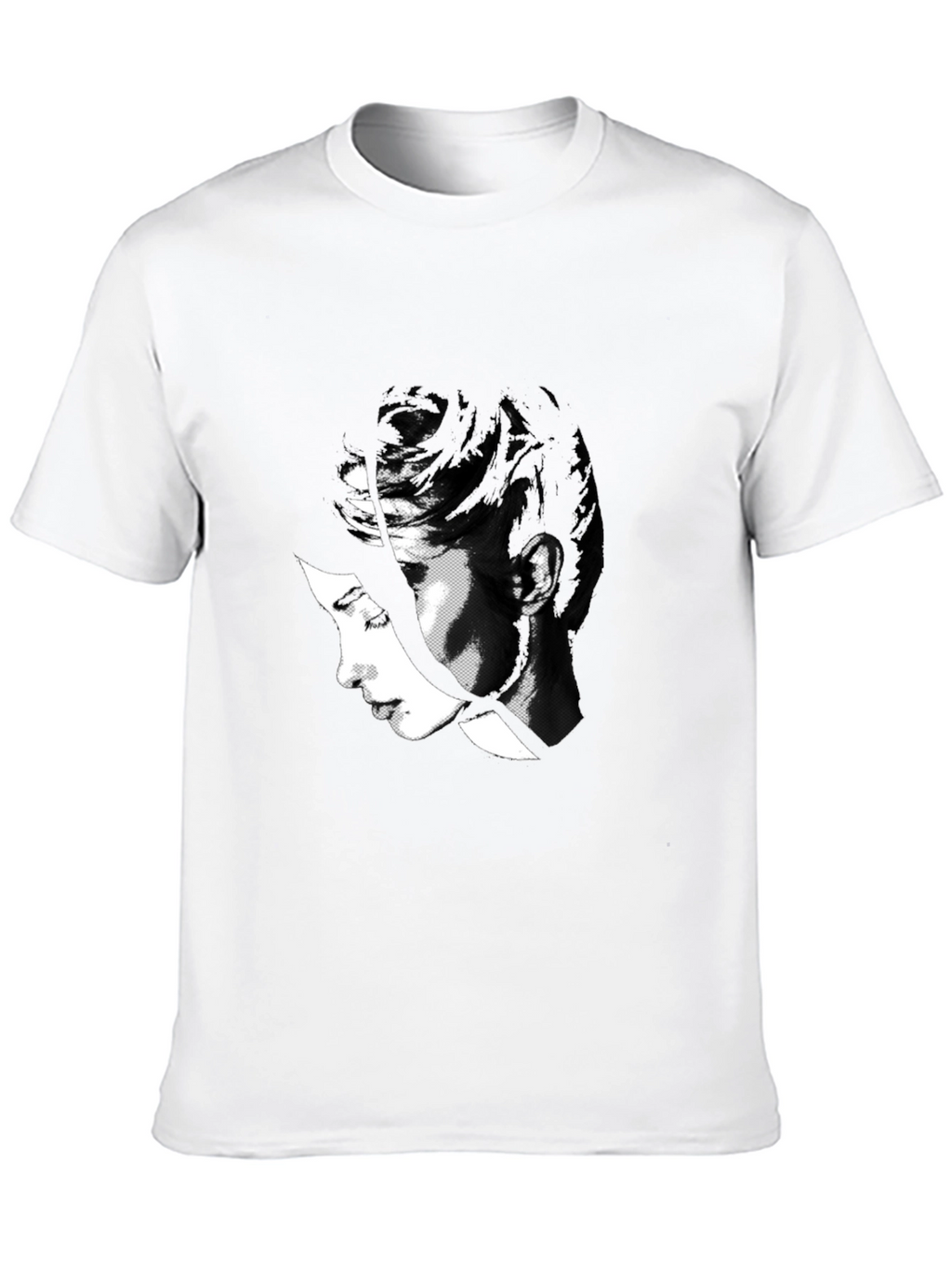 Abstract Black T-Shirt with Womans Face Design
