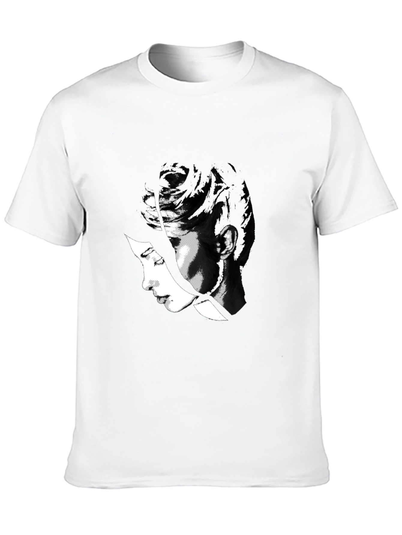 Abstract Black T-Shirt with Womans Face Design