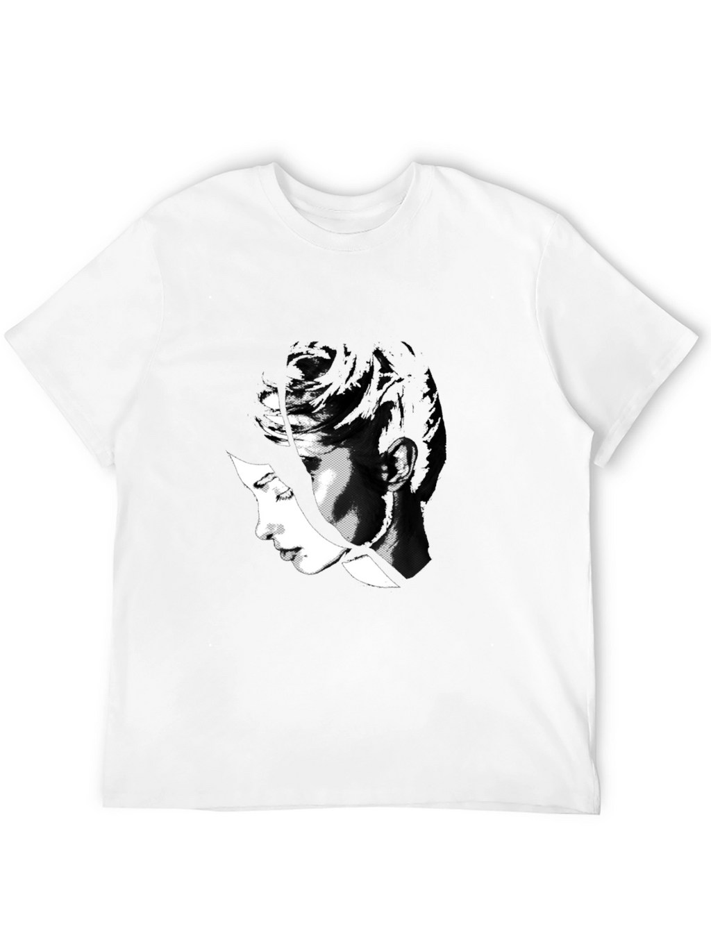 Abstract Black T-Shirt with Womans Face Design