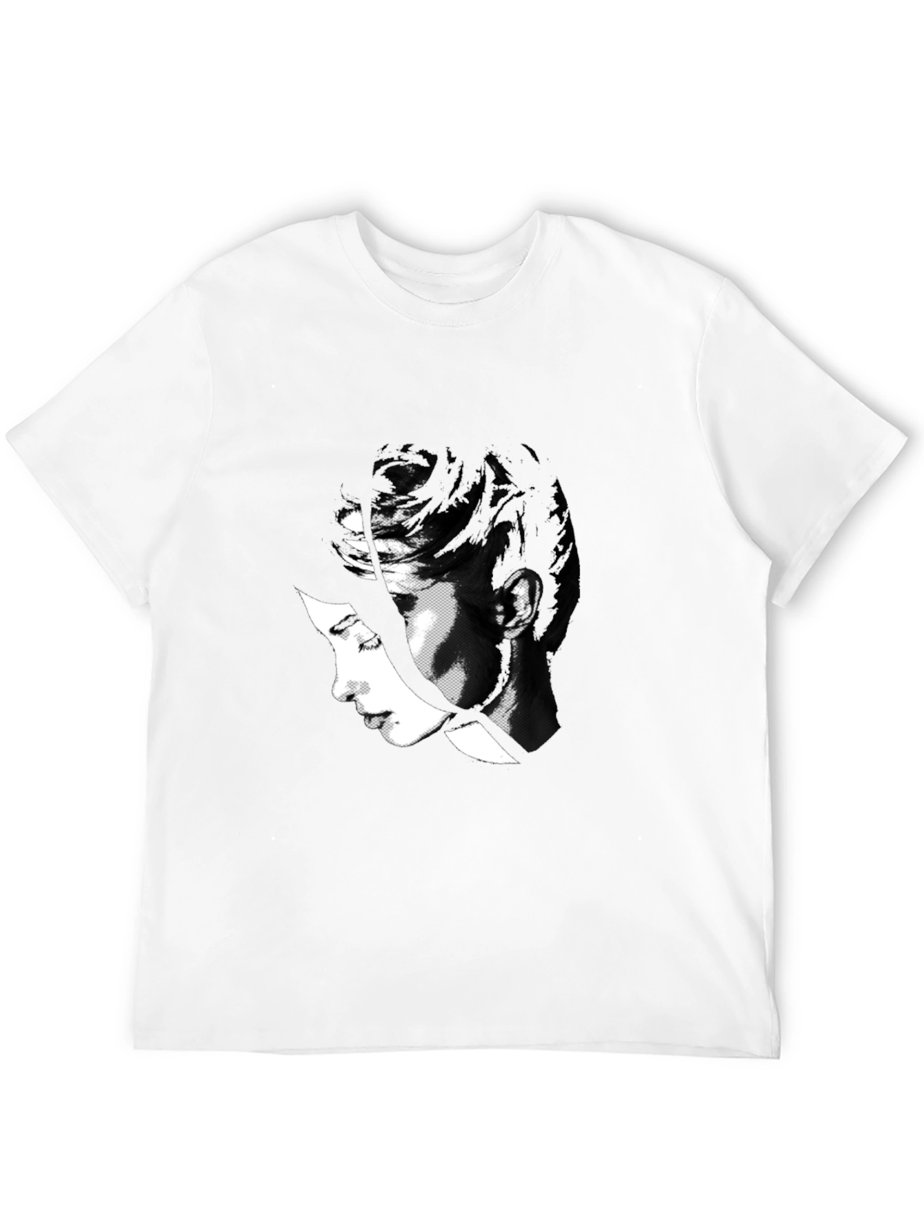 Abstract Black T-Shirt with Womans Face Design