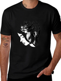 Abstract Black T-Shirt with Womans Face Design