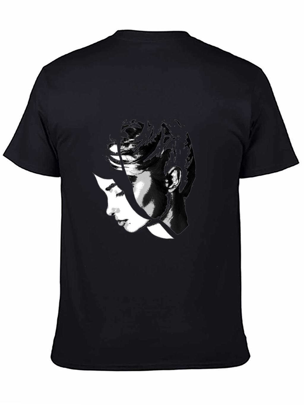 Abstract Black T-Shirt with Womans Face Design