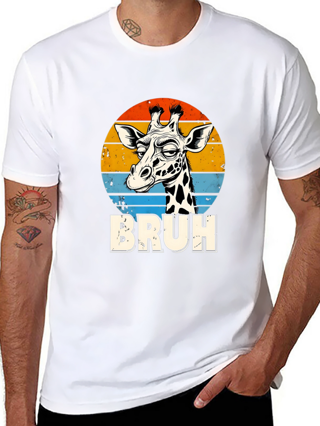 Bruh Giraffe Graphic Tee - Retro Style