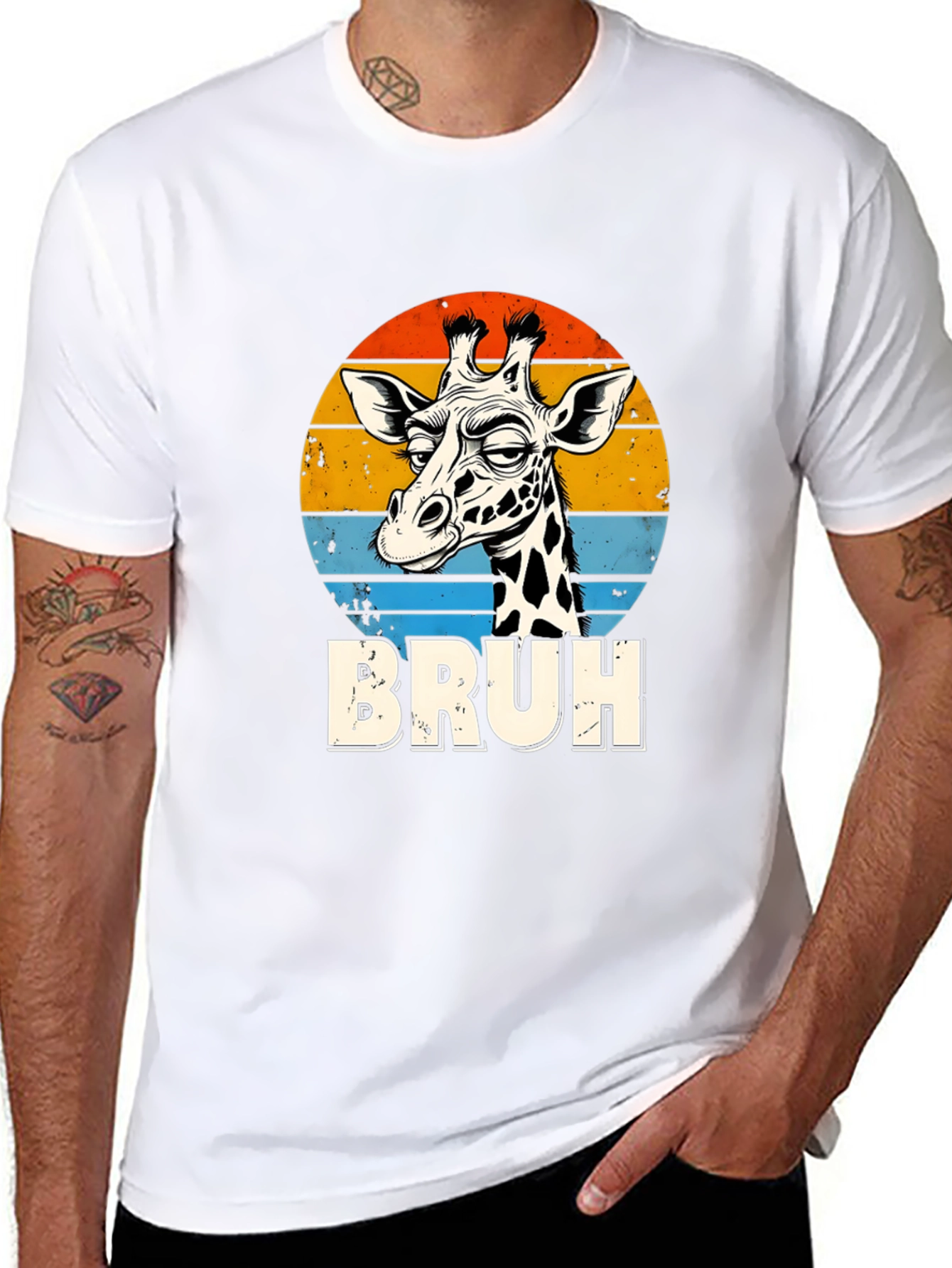 Bruh Giraffe Graphic Tee - Retro Style