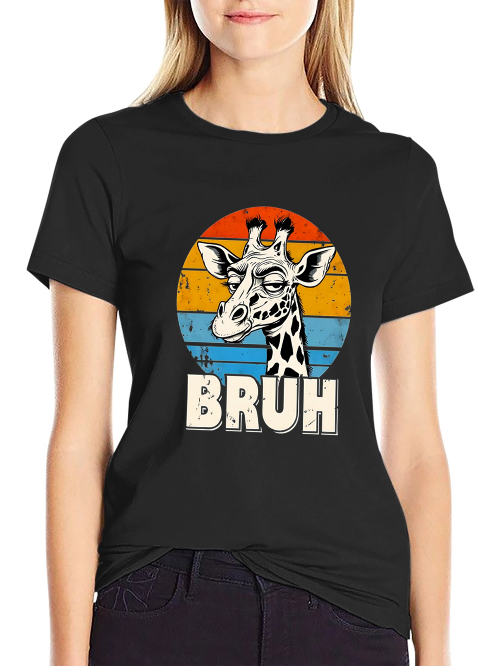 Bruh Giraffe Graphic Tee - Retro Style