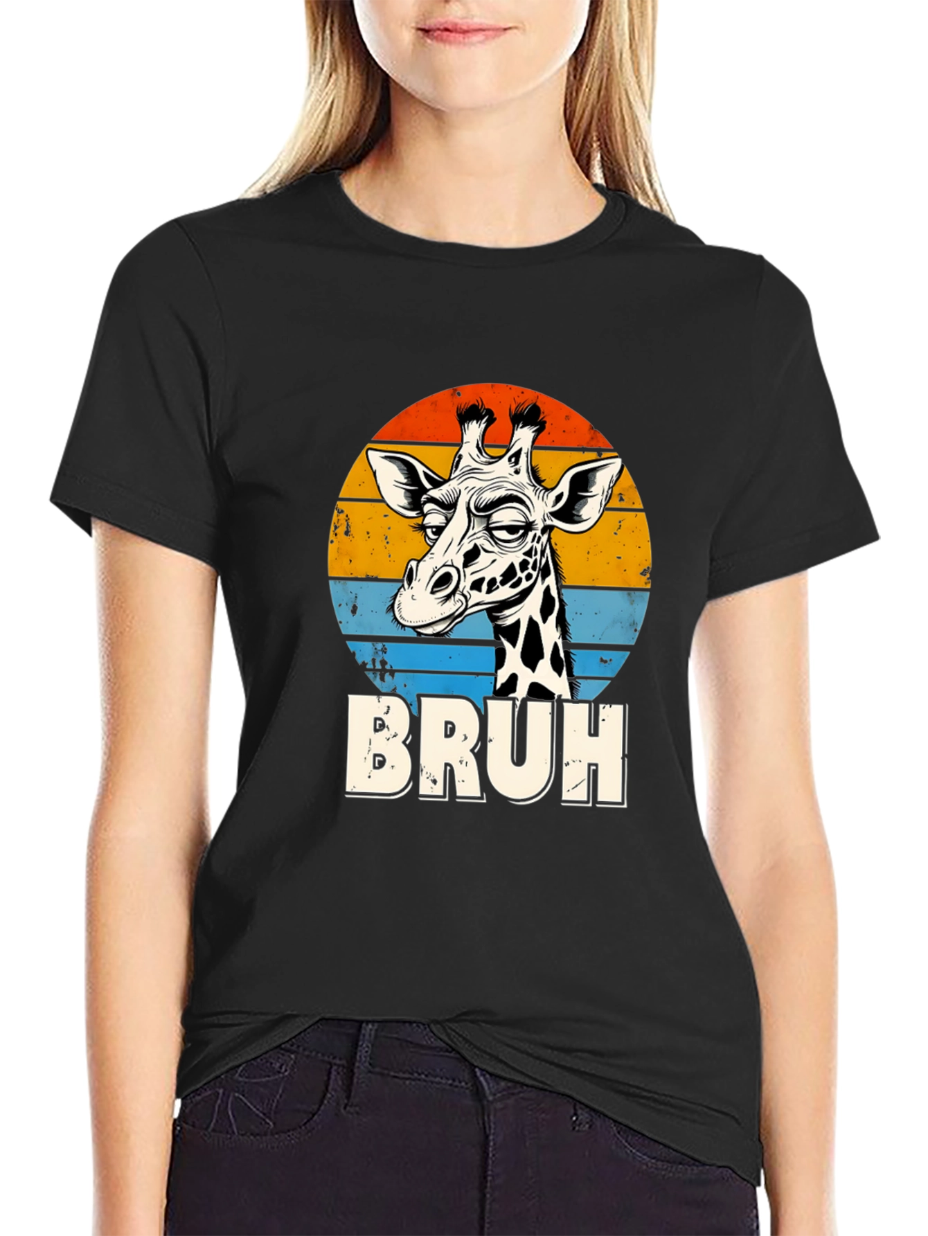 Bruh Giraffe Graphic Tee - Retro Style