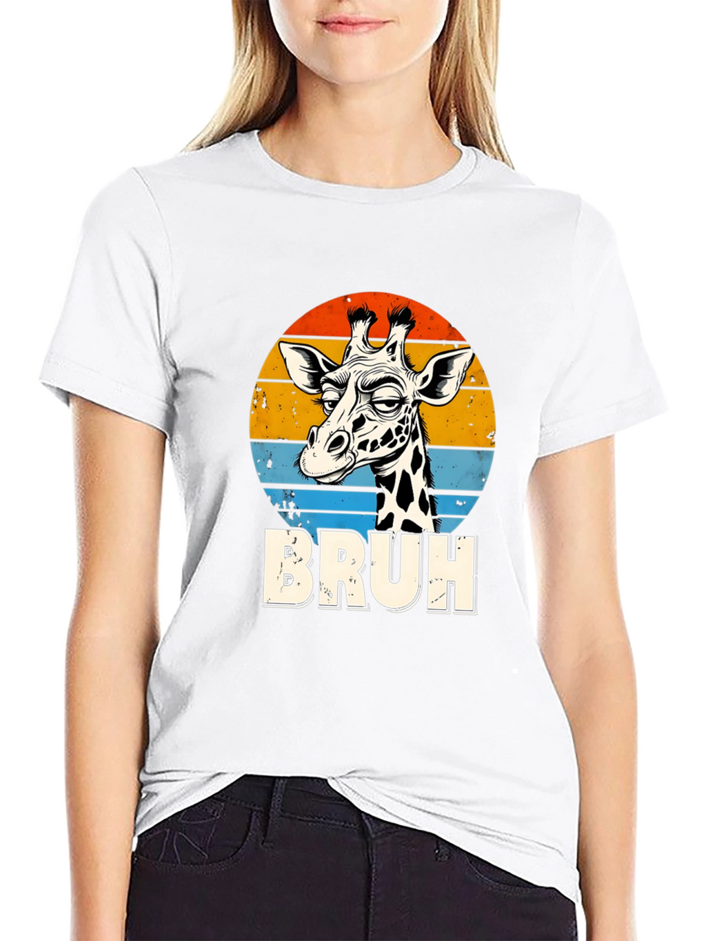 Bruh Giraffe Graphic Tee - Retro Style