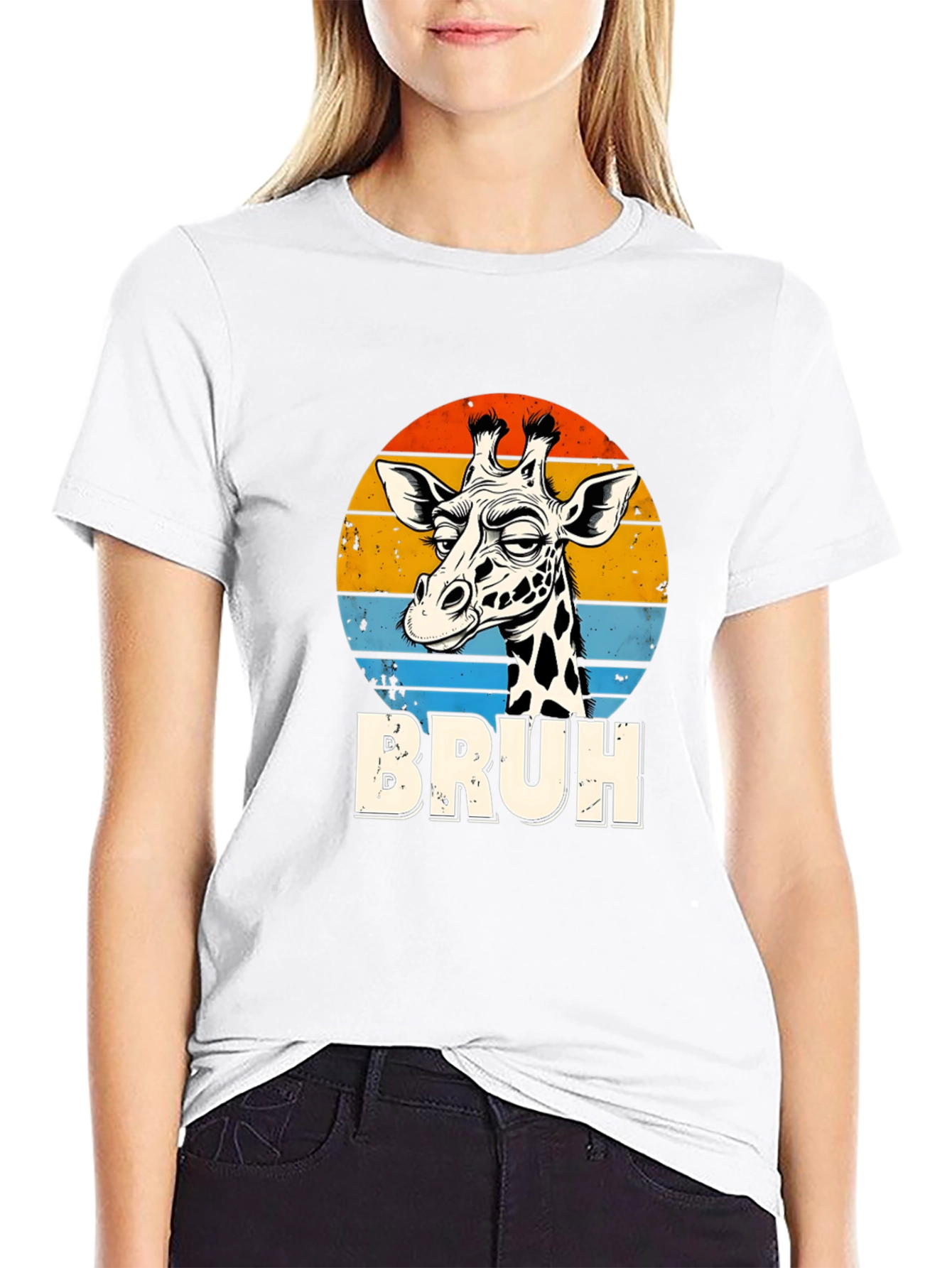 Bruh Giraffe Graphic Tee - Retro Style