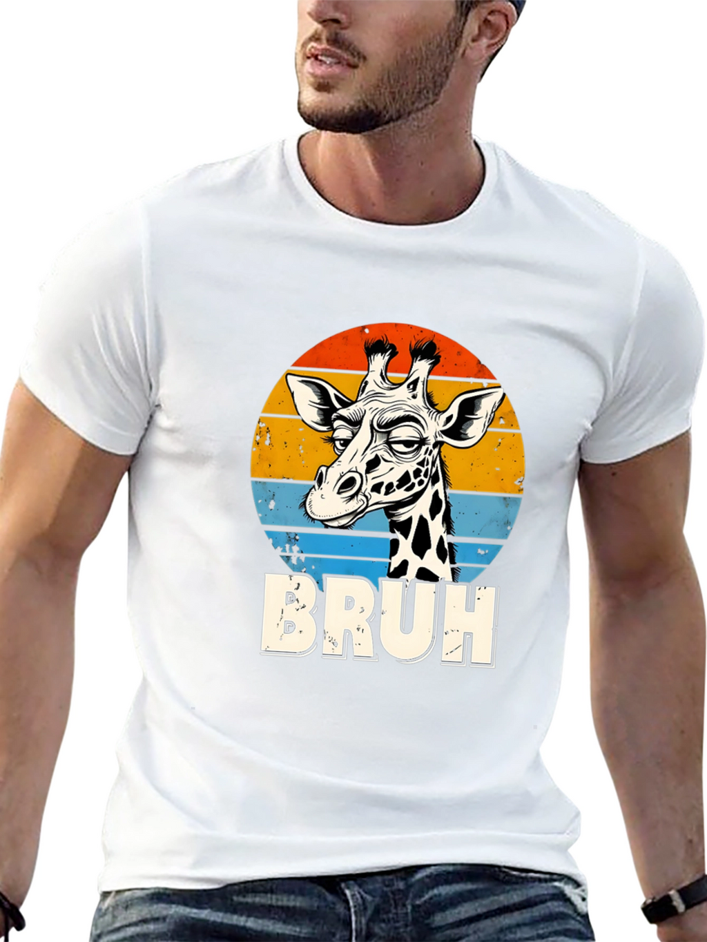 Bruh Giraffe Graphic Tee - Retro Style