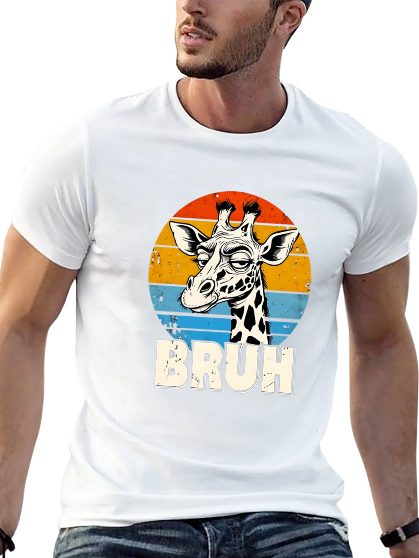 Bruh Giraffe Graphic Tee - Retro Style