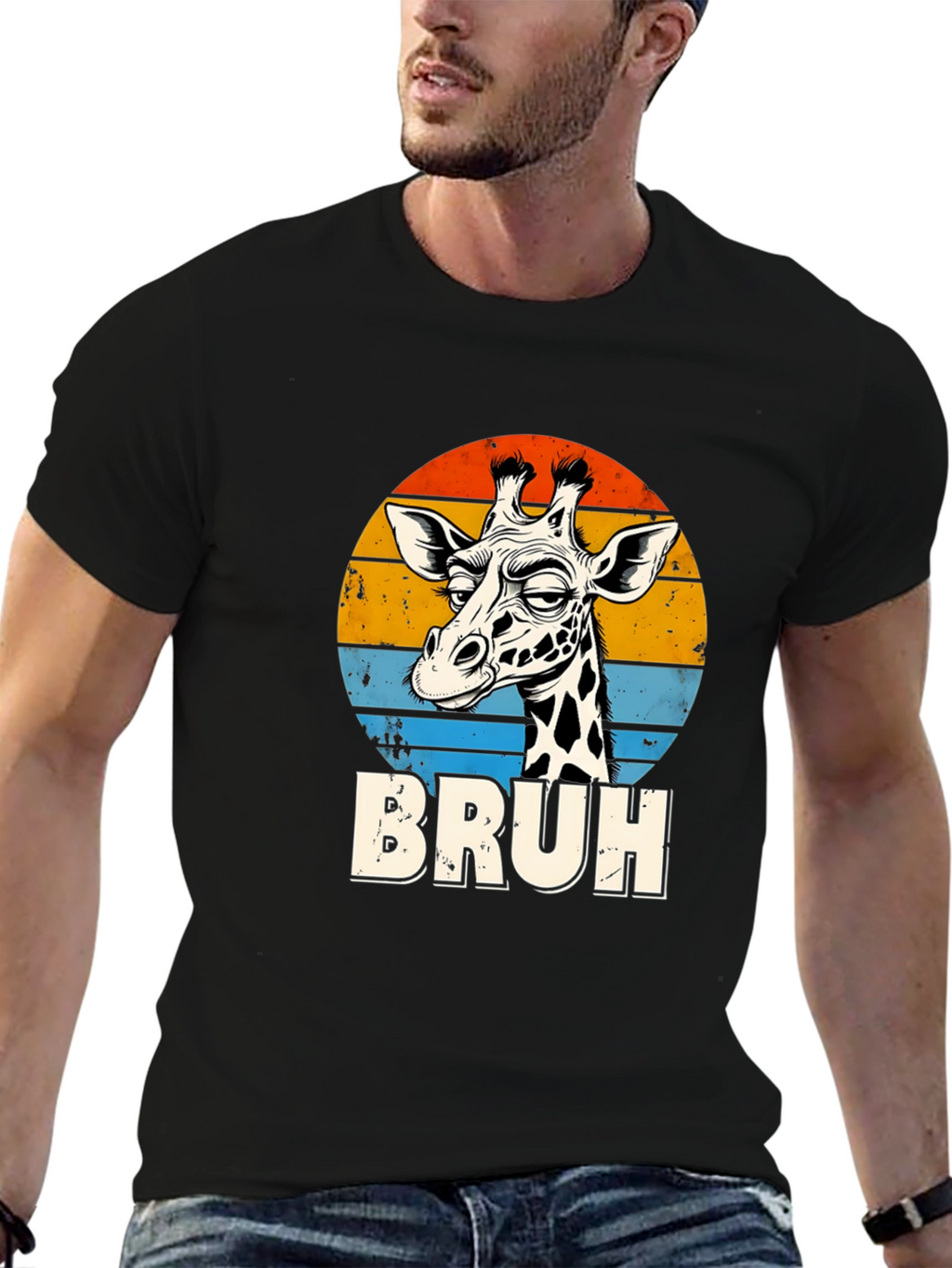 Bruh Giraffe Graphic Tee - Retro Style
