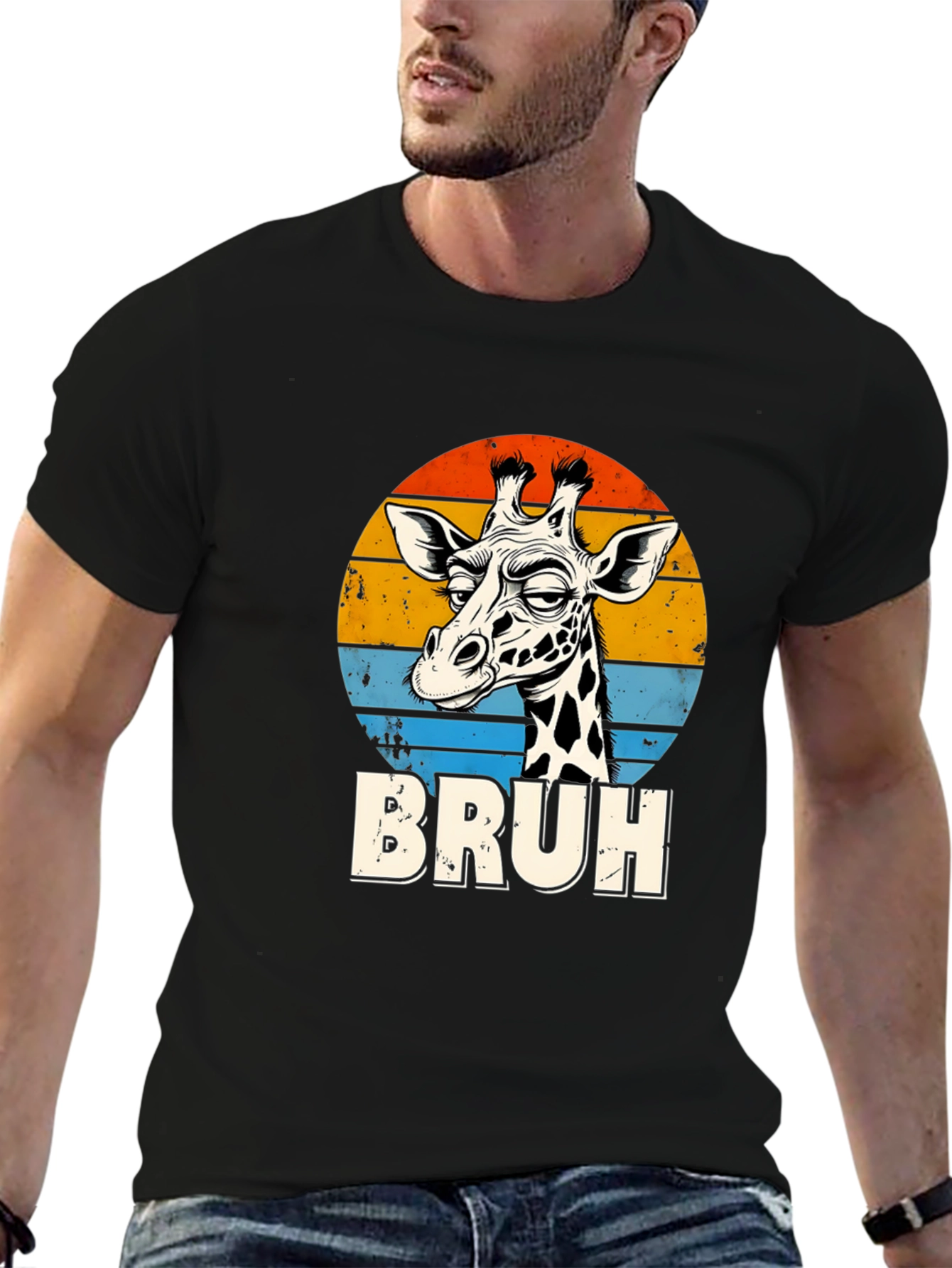 Bruh Giraffe Graphic Tee - Retro Style