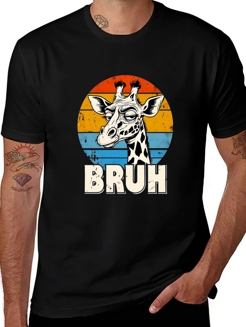 Bruh Giraffe Graphic Tee - Retro Style