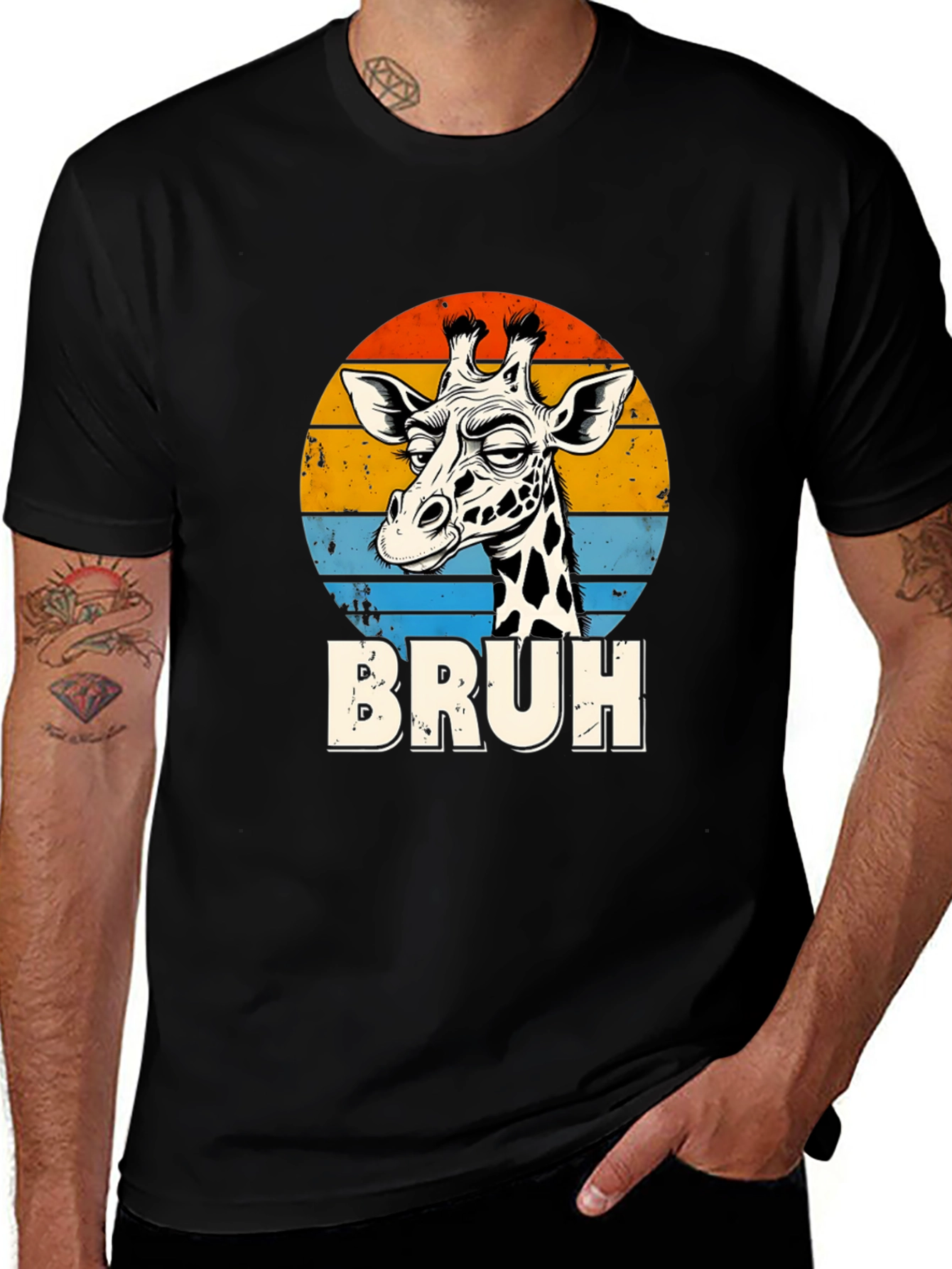 Bruh Giraffe Graphic Tee - Retro Style