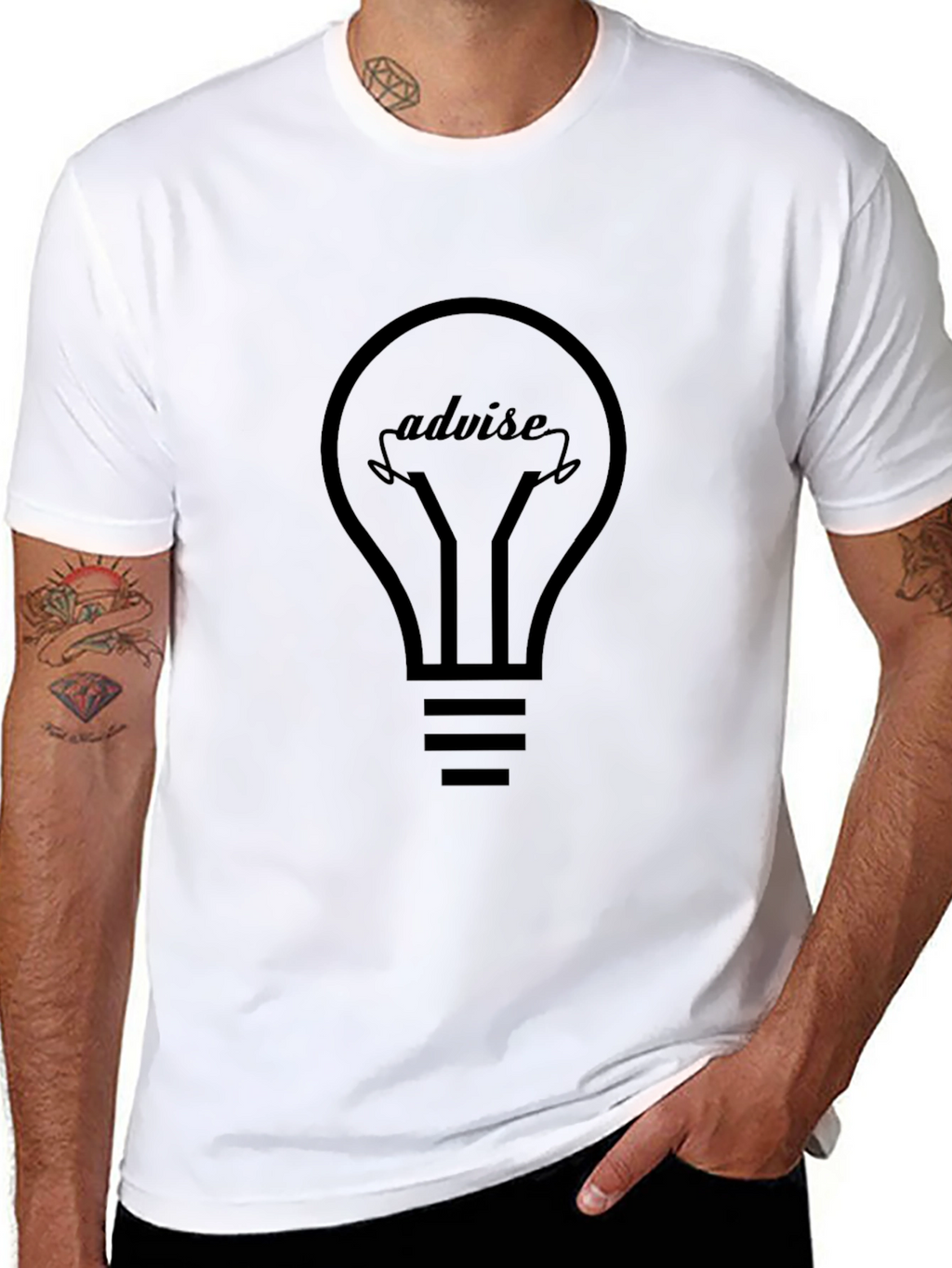 Advise Light Bulb Graphic T-Shirt - Black