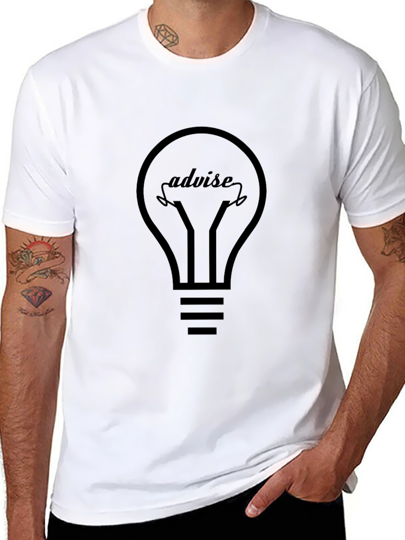 Advise Light Bulb Graphic T-Shirt - Black