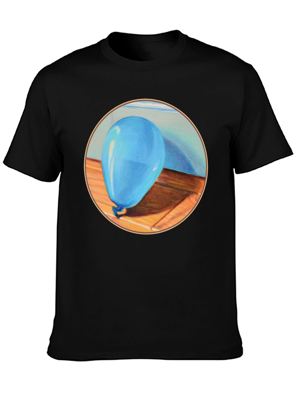 Blue Balloon Graphic Print Black T-Shirt