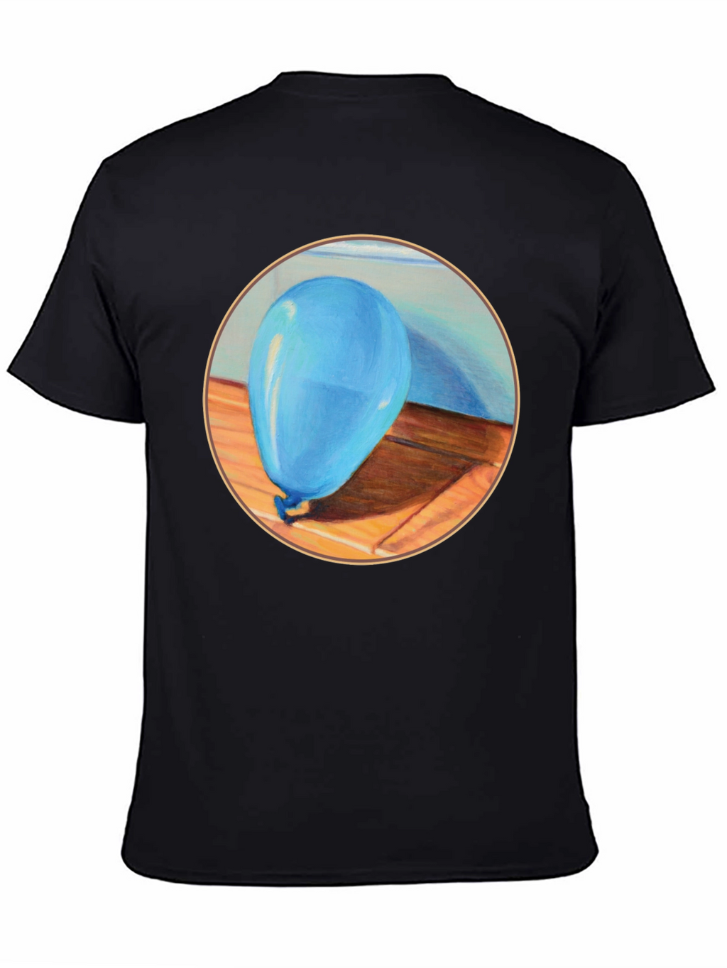 Blue Balloon Graphic Print Black T-Shirt