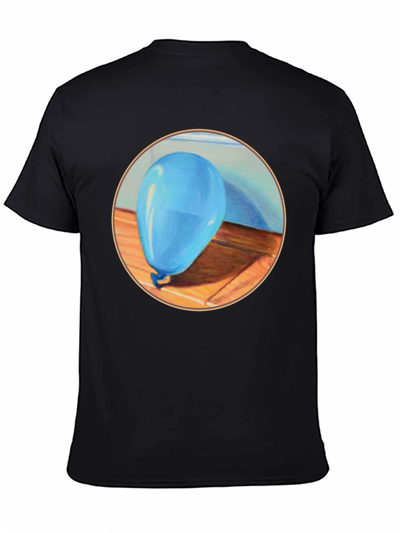 Blue Balloon Graphic Print Black T-Shirt