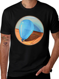 Blue Balloon Graphic Print Black T-Shirt