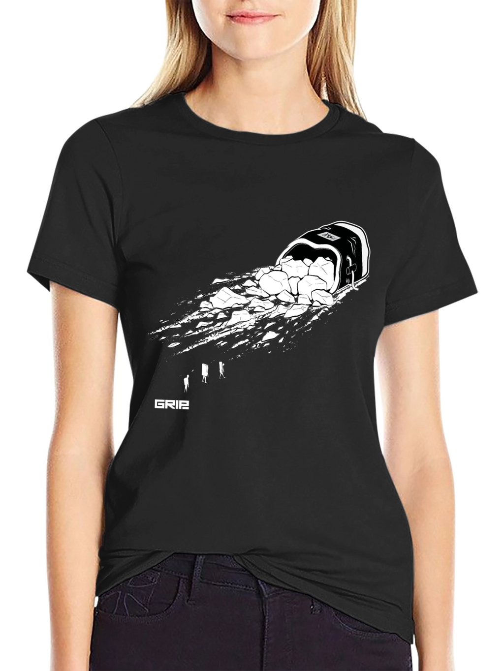 Mens Black Graphic Tee - Rock Bucket Design