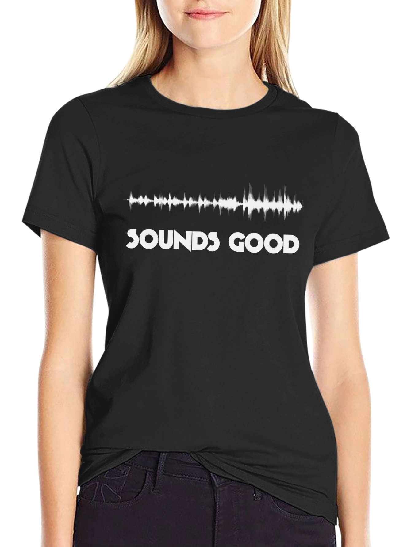Sounds Good Graphic Tee - Black Cotton T-Shirt