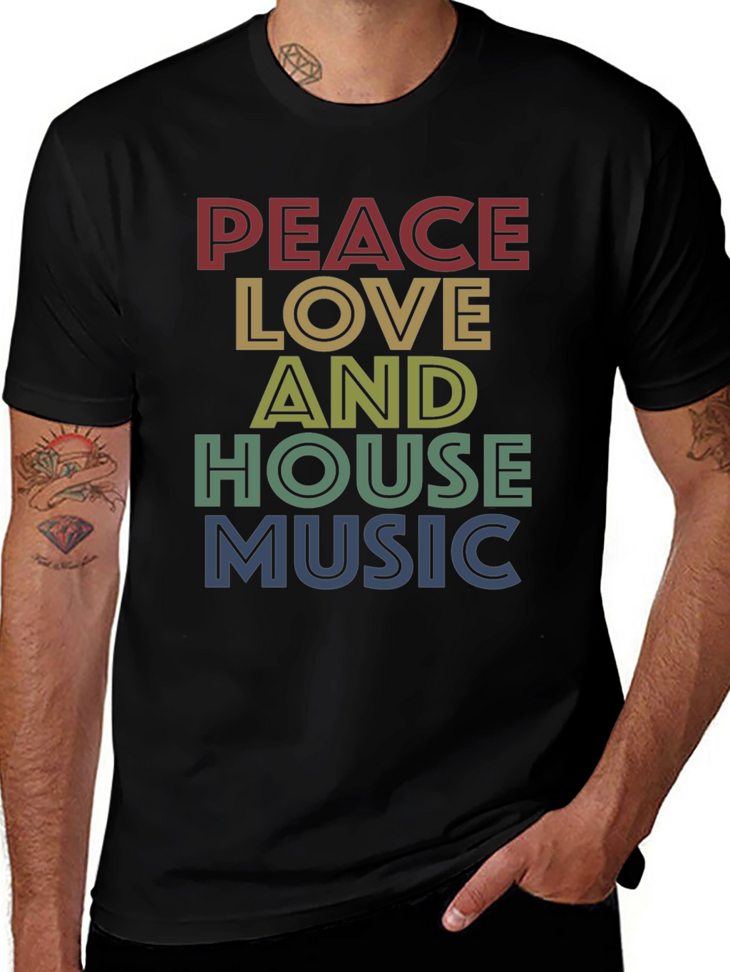 Peace Love House Music Graphic Tee