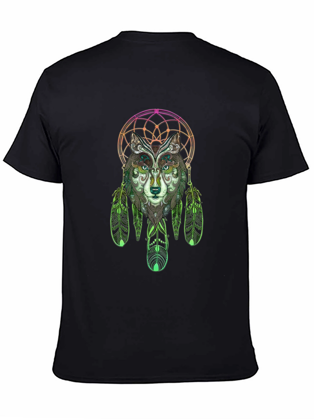 Wolf Dreamcatcher Graphic Tee - Black