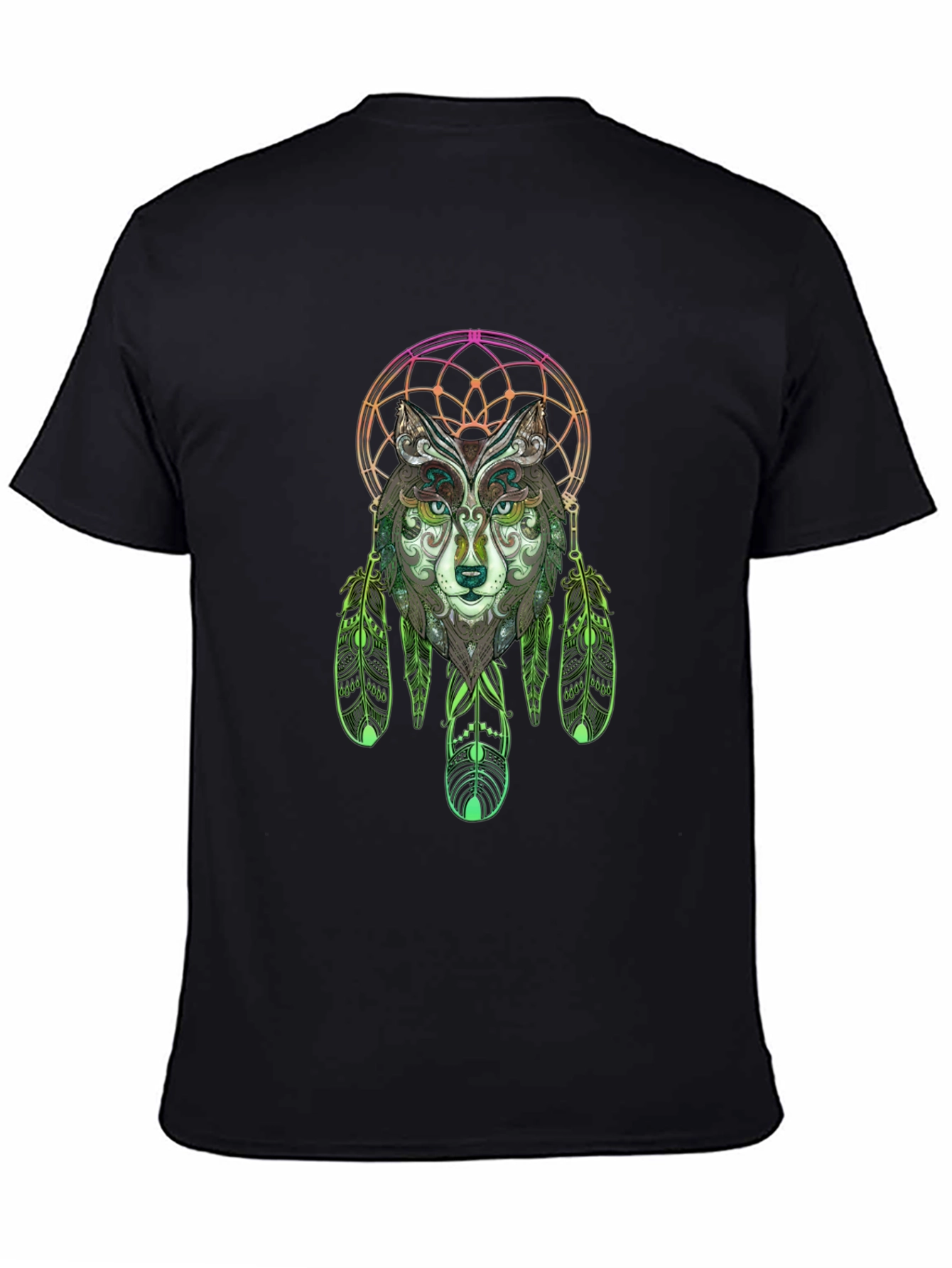 Wolf Dreamcatcher Graphic Tee - Black