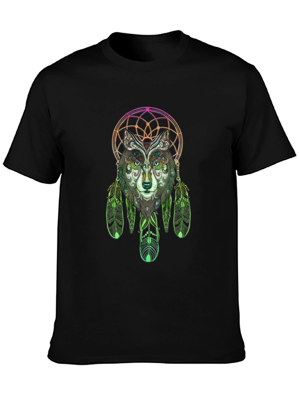 Wolf Dreamcatcher Graphic Tee - Black