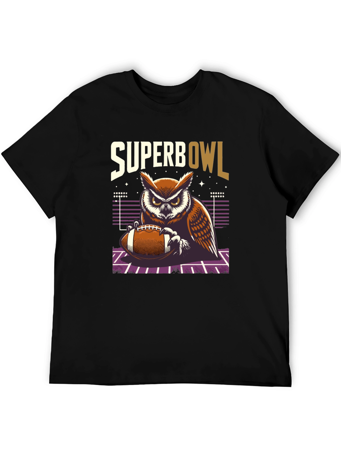 Superbowl Owl Graphic T-Shirt - Football Fan Apparel