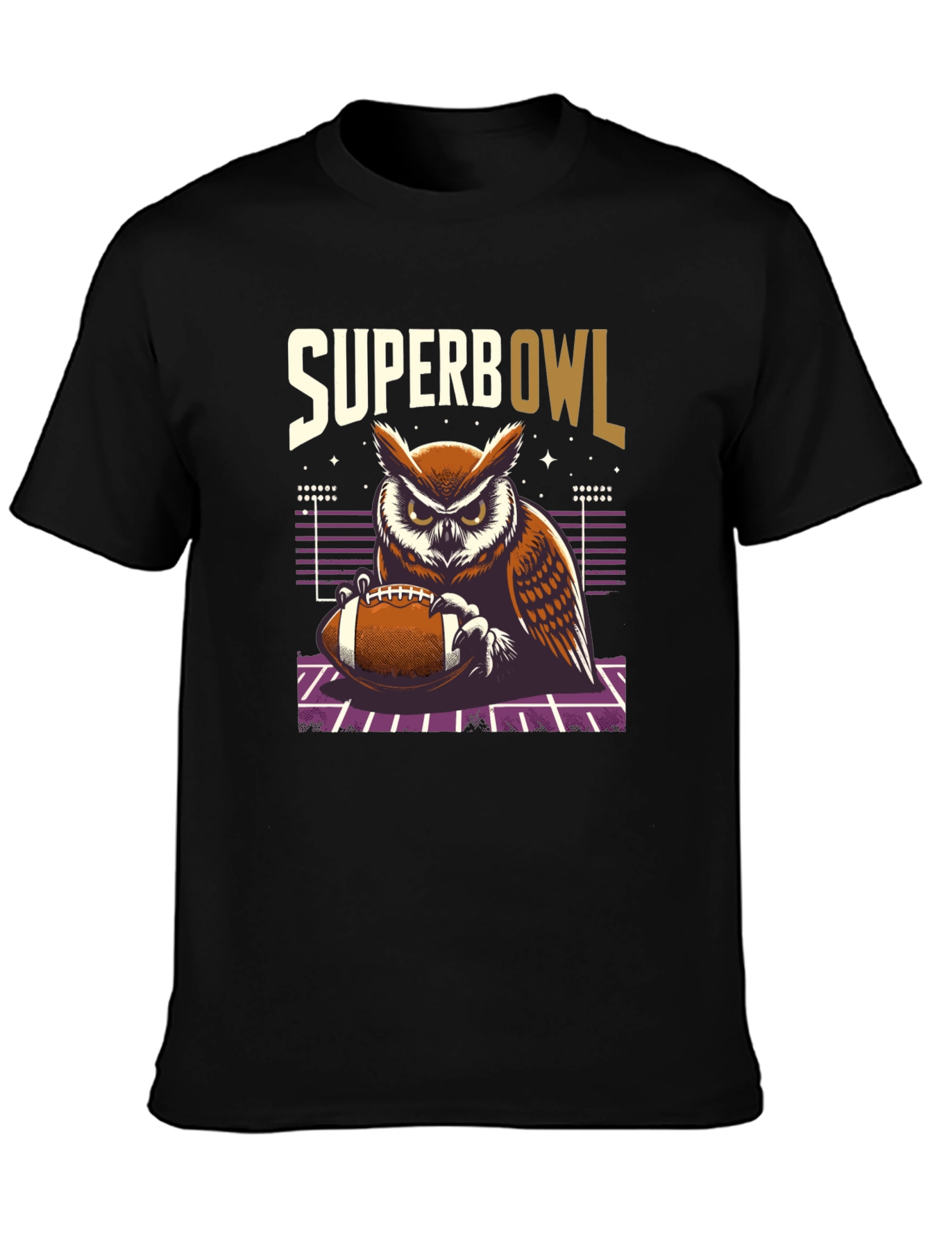 Superbowl Owl Graphic T-Shirt - Football Fan Apparel