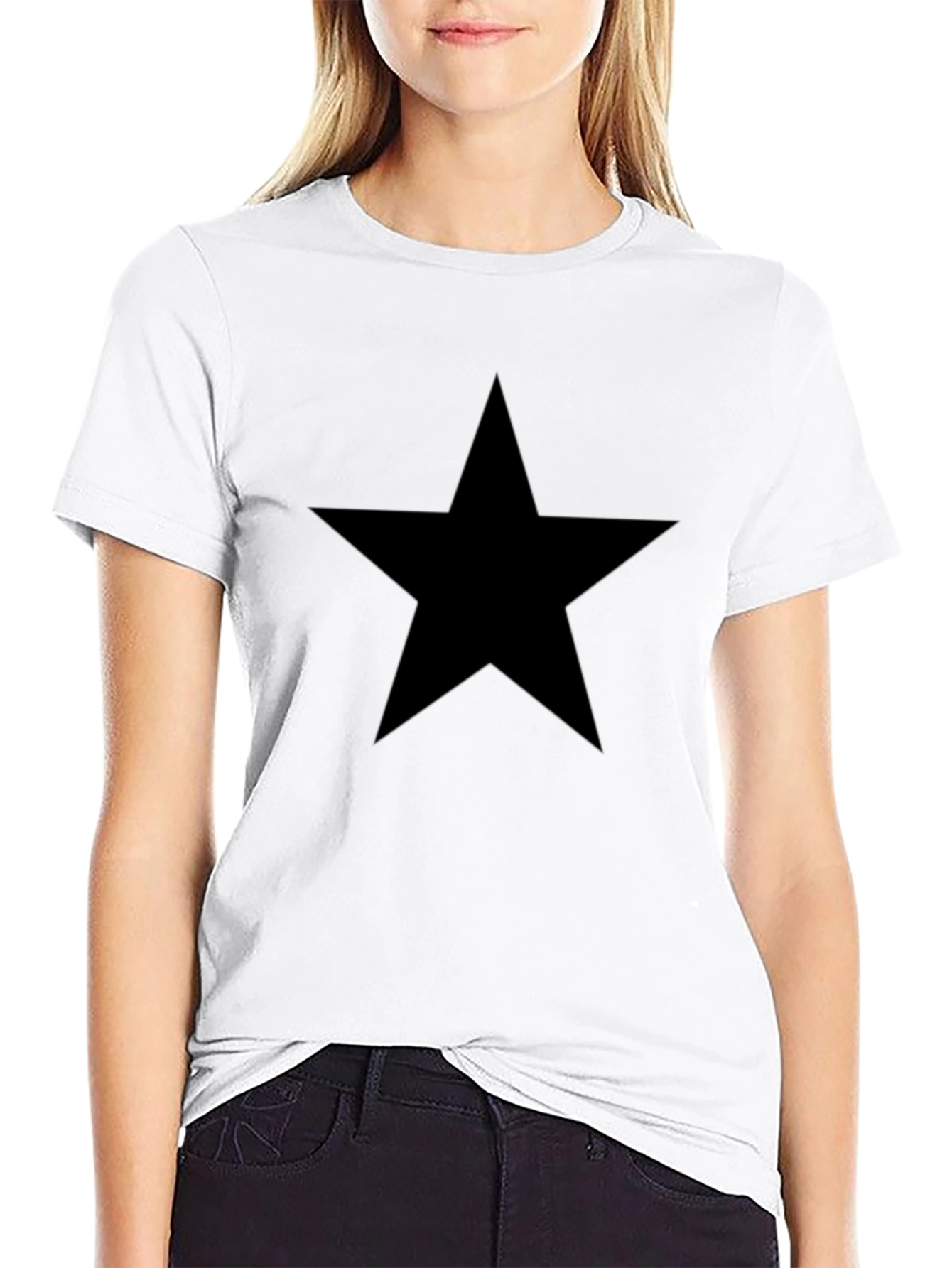 Solid Star Graphic Mens Black T-Shirt
