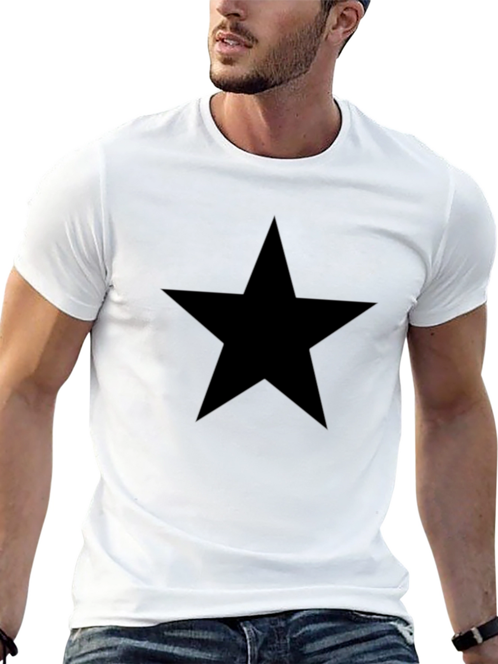 Solid Star Graphic Mens Black T-Shirt