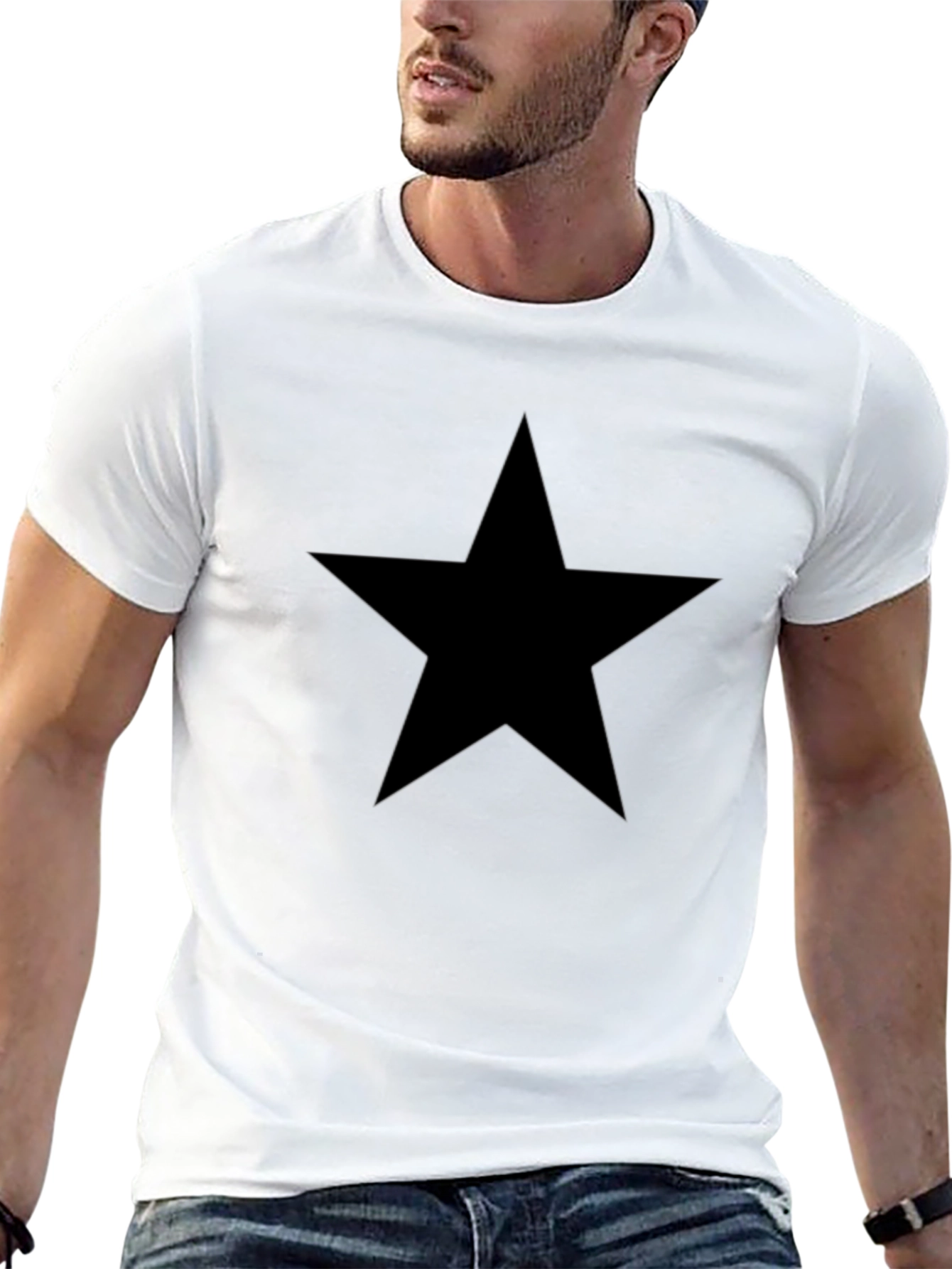 Solid Star Graphic Mens Black T-Shirt