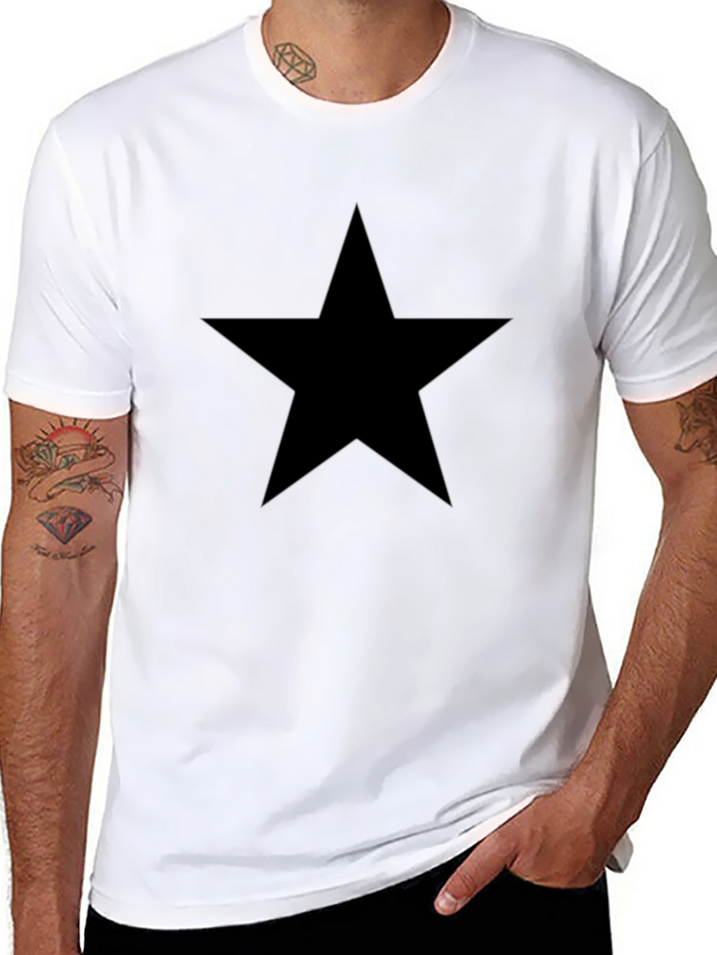 Solid Star Graphic Mens Black T-Shirt