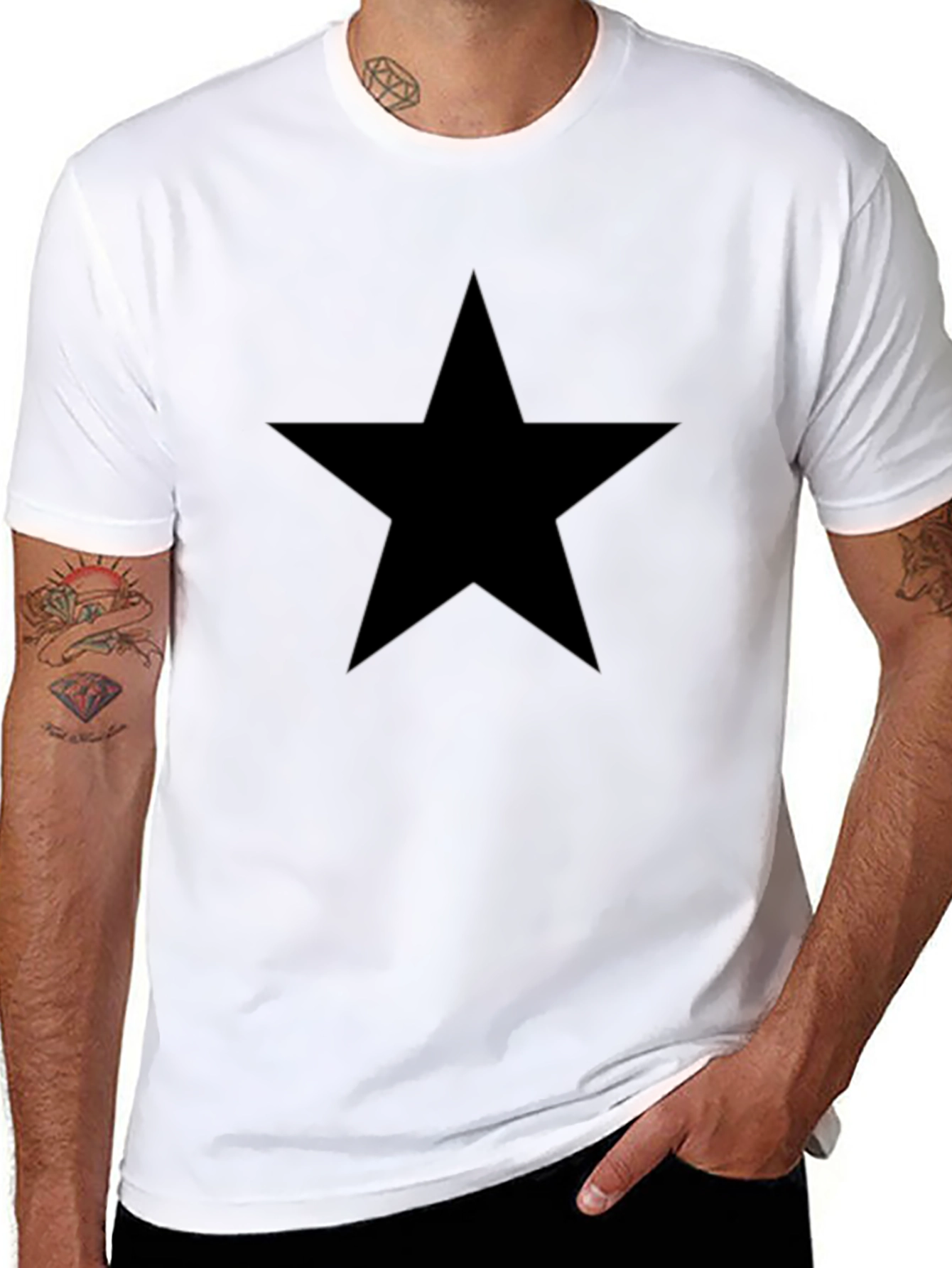 Solid Star Graphic Mens Black T-Shirt