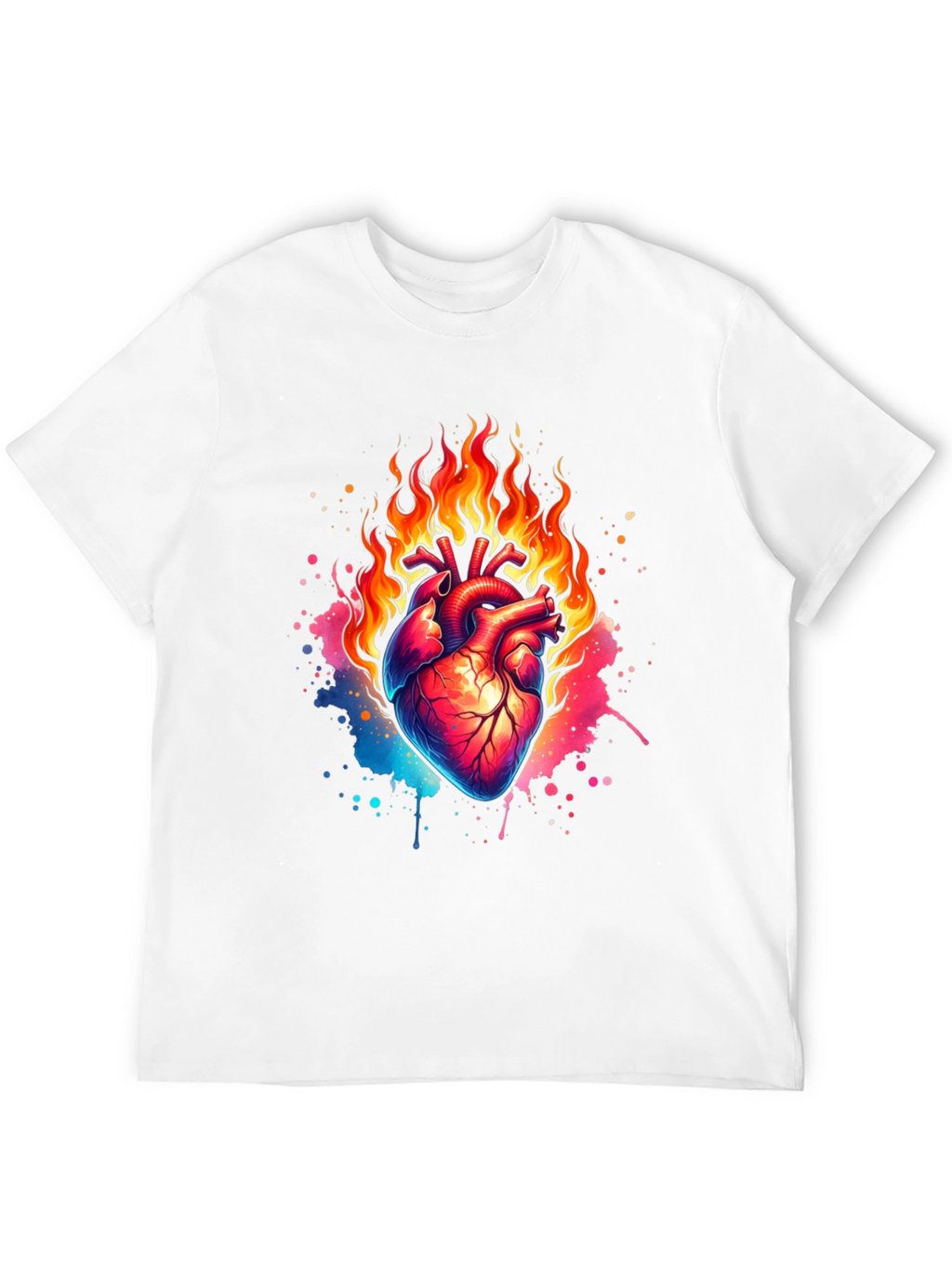 Flaming Heart Graphic Print Black T-Shirt